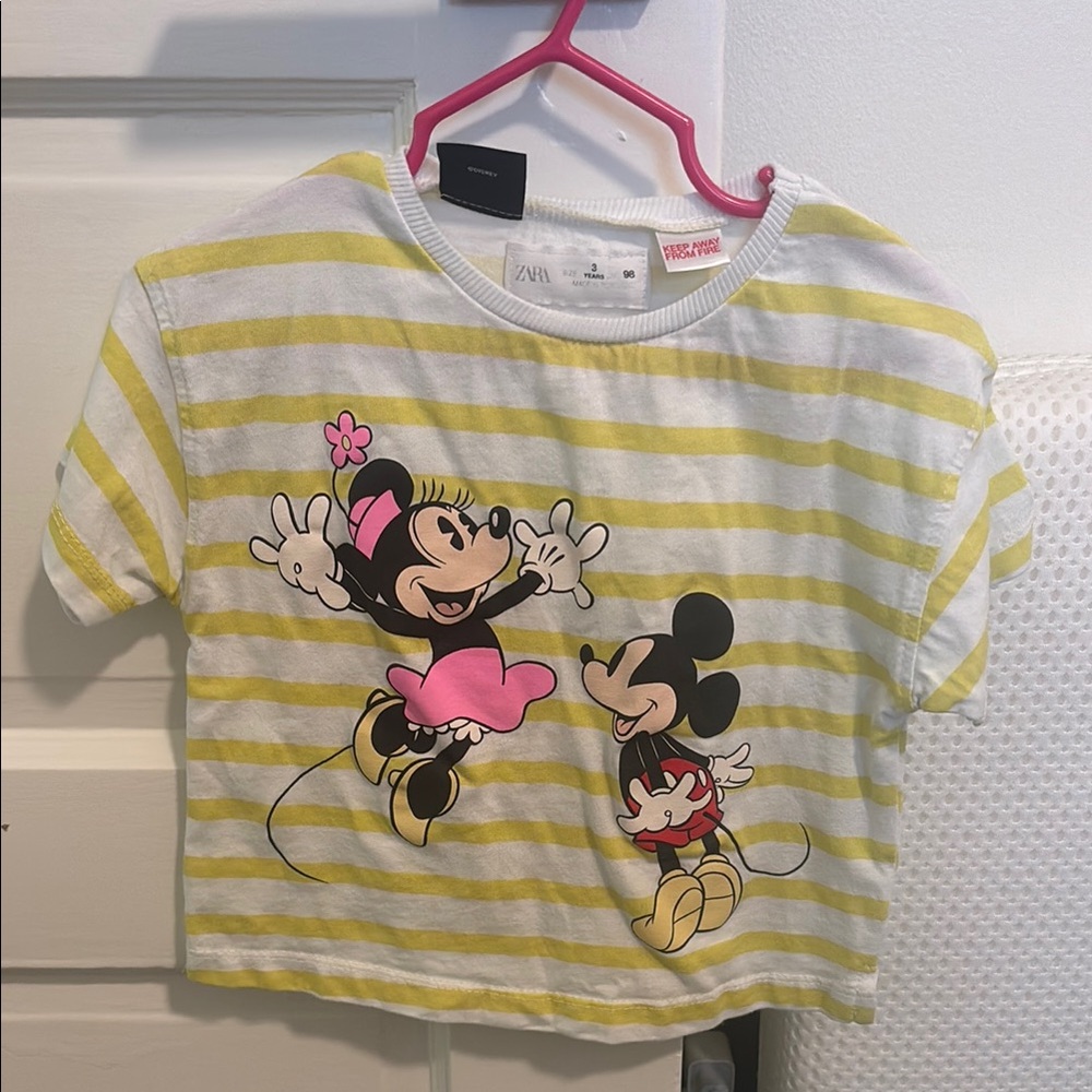 Zara Kids Striped Tee with Mickey and Minnie